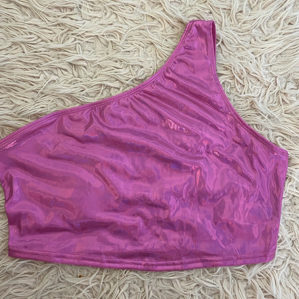 Pink One-Shoulder Crop Top